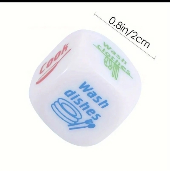 1 Acrylic Six‎ Sided Dice Chore Decider Novel Homework Dice Game - Picture 2 of 5